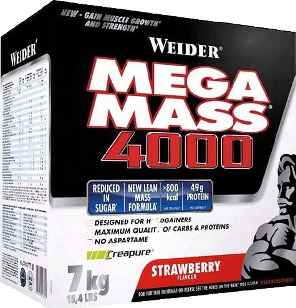Гейнер Weider Giant Mega Mass 4000 7 кг Клубника (4044782326251) – фото ...