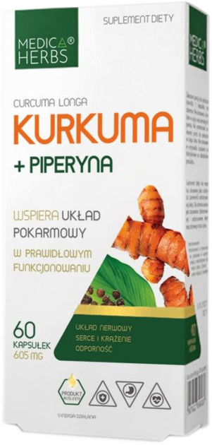 Харчова добавка Medica Herbs Куркумін + Піперін 60 капсул (5907622656507) - зображення 1