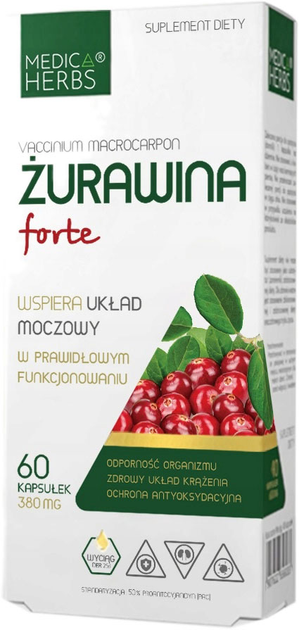 Medica Herbs Żurawina Forte 60 kapsułek (5907622656927) - obraz 1