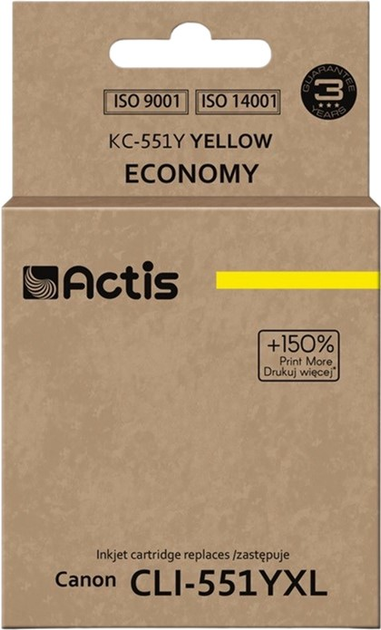 Tusz ACTIS do Canon CLI-551YXL Yellow (KC-551Y) - obraz 1