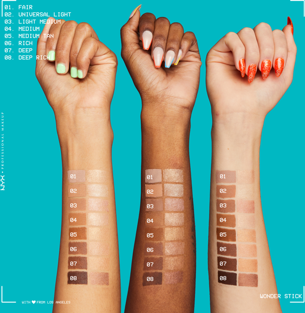 Sztyft do konturowania twarzy NYX Professional Makeup Wonder Stick Highlight & Contour dwustronny 02 universal light 2x4 g (0800897100025) - obraz 5