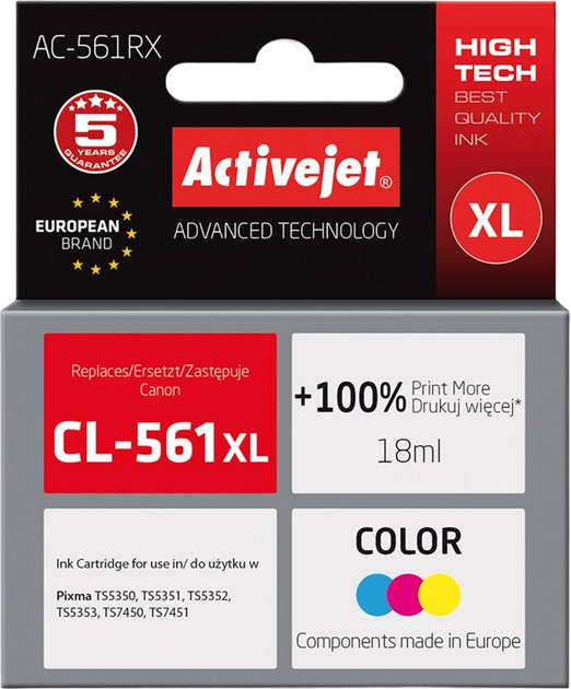 Wkład Activejet Premium do Canon CL-561XL 3-kolorowy (AC-561RX) - obraz 1
