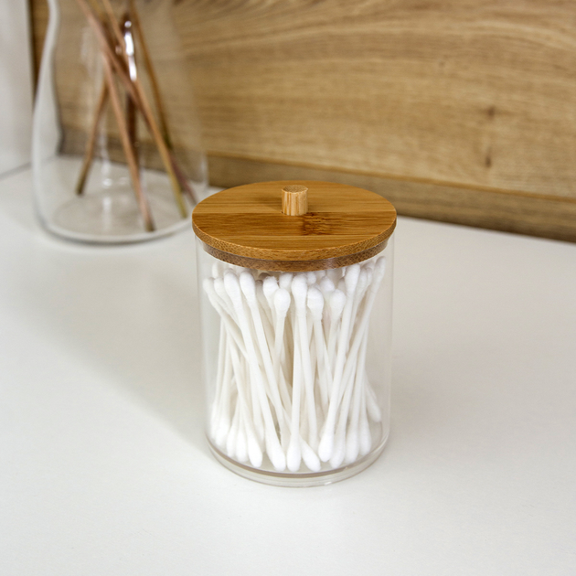 Органайзер для ватних паличок МВМ My Home Paris FH-25 T/Wood прозорий/дерево (2059118543402) - зображення 6