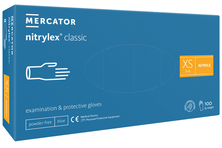 Рукавички нитриловые Mercator Nitrylex classic нестерильні неприпудрені XS 100 шт - изображение 1