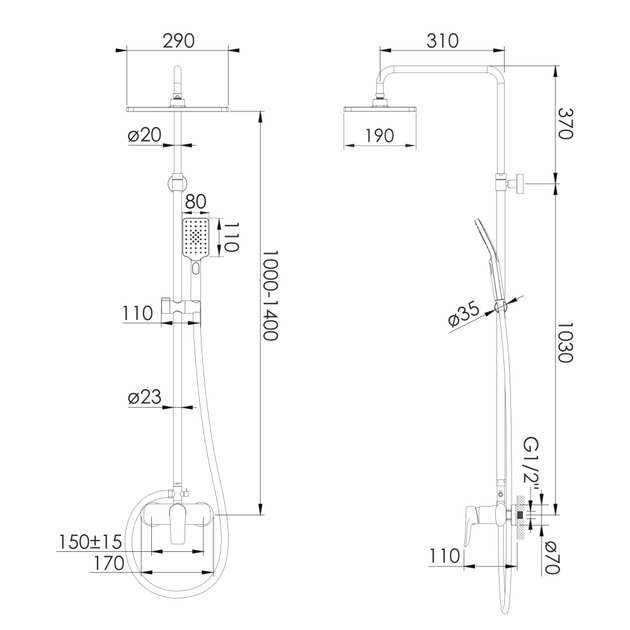 Душова система зі змішувачем IMPRESE MODUS f03008201SS - зображення 2