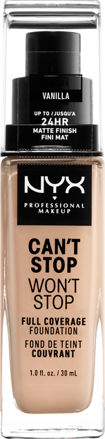 Podkład w płynie NYX Professional Makeup Can\'t Stop Won\'t Stop 24-Hour Foundation 06 Vanilla 30 ml (800897157210) - obraz 1