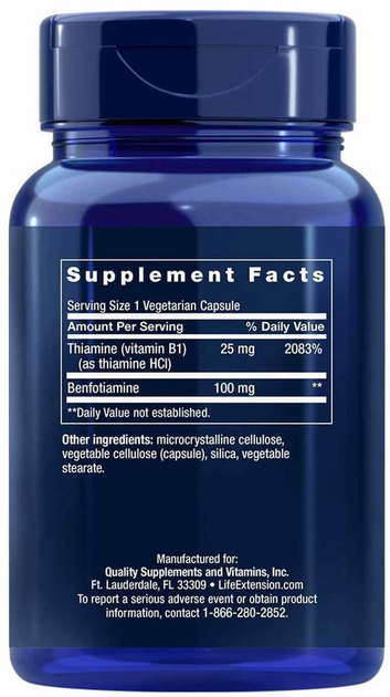 Бенфотиамин Life Extension Benfotiamine 100 mg 120 капсул – фото ...