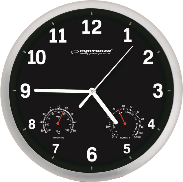 Zegar ścienny Esperanza LYON EHC016K Czarny - obraz 1