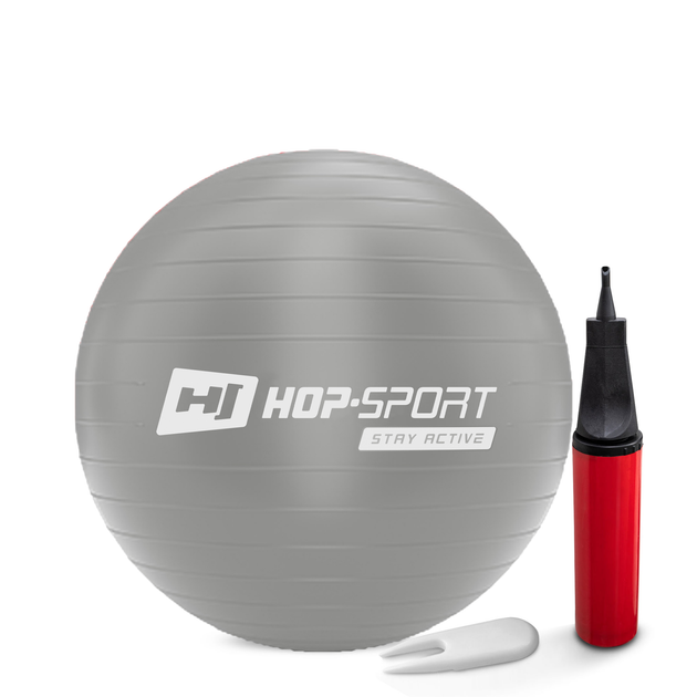 Фитбол Hop-Sport 55см серебристый + насос 2020 - Фото 1 Фитбол Hop-Sport 55см серебристый + насос 2020 - изображение 1