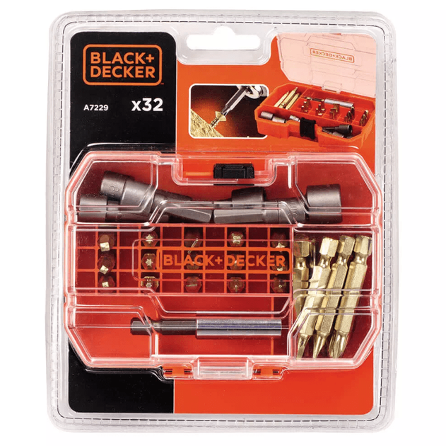 Набор бит Black+Decker Phillips, Slotted, Pozidriv, Torx 32 шт, коробка (A7229) - изображение 2