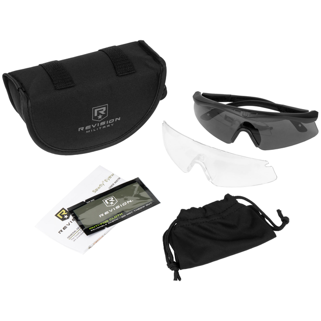 Комплект балістичних окулярів Revision Sawfly Essential Kit Прозорі та димчасті лінзи Чорний 2000000130231 - зображення 1