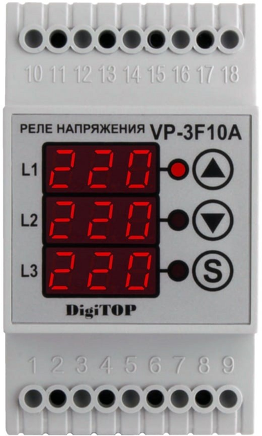 Трифазне реле напруги DigiTOP VP-3F10A - зображення 2