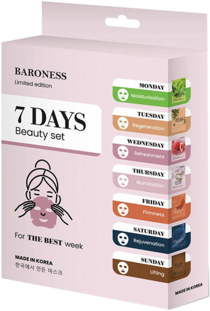 Набір масок Baroness 7 Days Beauty Mask 7 шт (5903794193420) - зображення 1