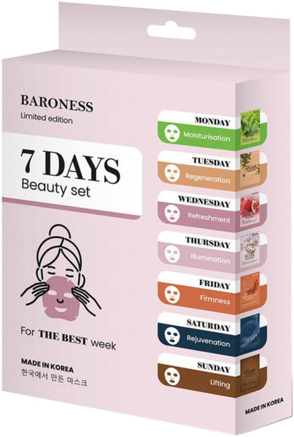 Zestaw maseczek Baroness 7 Days Beauty Mask 7 szt (5903794193420) - obraz 1