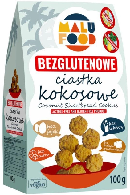 MALU FOOD Ciastka Kokosowe bez glutenu 100g (5905567596025) - obraz 1