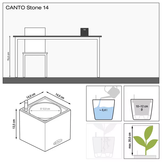 Вазон Lechuza Canto Stone 14 Графитовый - изображение 3