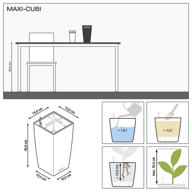 Вазон Lechuza Maxi-Cubi Белый - Фото 3 Вазон Lechuza Maxi-Cubi Белый - изображение 3