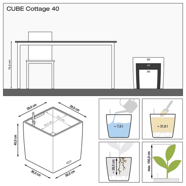 Вазон Lechuza Cube Cottage 40 Бежевий - зображення 4
