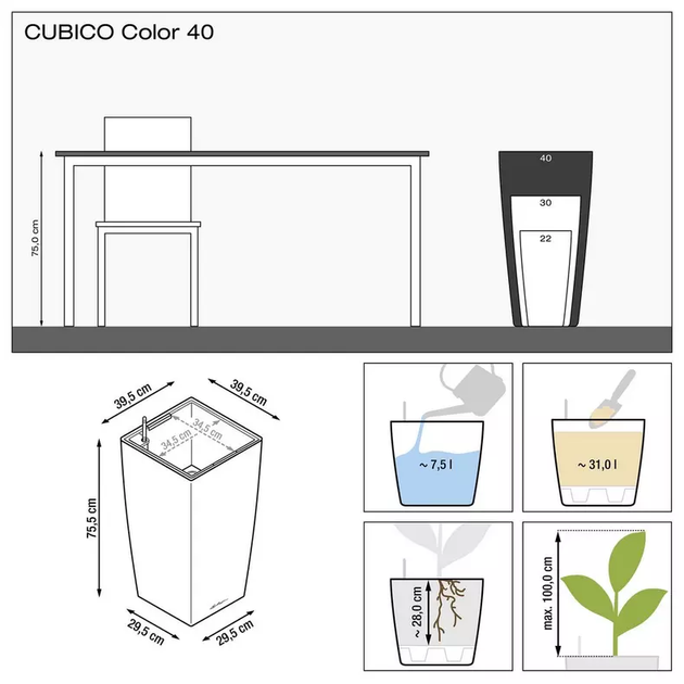 Вазон Lechuza Cubico Color 40 Мускат - изображение 8