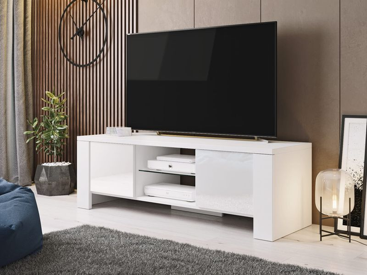 Модуль под телевизор в гостиную в современном стиле белый