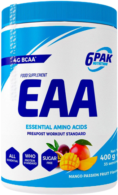 Kompleks aminokwasów 6Pak EAA 400g jar mango-passion fruit (5902811810531) - obraz 1