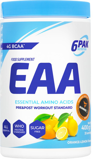 Kompleks aminokwasów 6Pak EAA 400g jar orange-lemon (5902811810524) - obraz 1