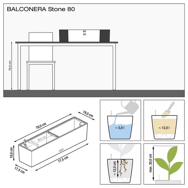 Вазон Lechuza Balconera Stone 80 Бежевый - изображение 6