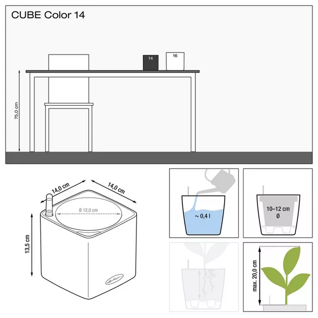 Вазон Lechuza Cube Color 14 Белый - изображение 6