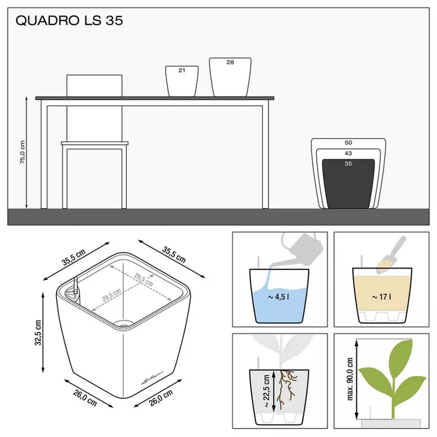 Вазон Lechuza Quadro Premium LS 35&nbsp;Червоний - зображення 8