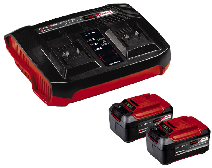 Аккумулятор 2 шт + зарядное устройство Einhell PXC-Twincharger Kit 18 В Li-Ion 5.2 А·ч (4512108) - изображение 1