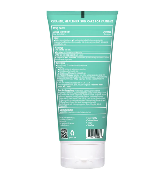 Солнцезащитный крем SPF 50+, с оксидом цинка, Think, Thinksport, детский, 177 мл - Фото 2 Солнцезащитный крем SPF 50+, с оксидом цинка, Think, Thinksport, детский, 177 мл - изображение 2