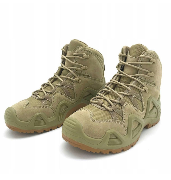 Армійські берци чоловічі шкіряні черевики Оливковий 46 розмір надійний захист і комфорт для тривалого використання якість і міцність - зображення 1