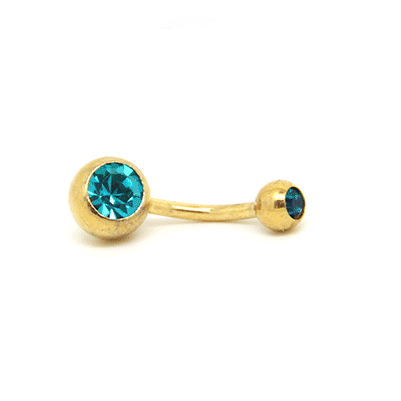 Сережки для пірсингу пупка Shine з медичної сталі під золото блакитне каміння - Фото 4 Сережки для пірсингу пупка Shine з медичної сталі під золото блакитне каміння - зображення 4