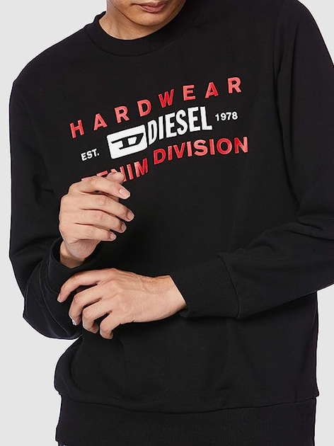 Bluza bez kaptura męska Diesel S-GIRK-K10 A00320RHATY9XX L (5US) Czarna (8059038537950) - obraz 4