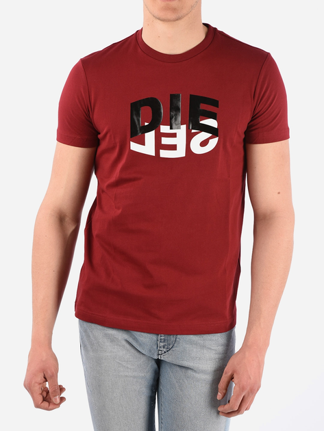 T-shirt męski Diesel T-DIEGOS-N22 A008280HAYU44J L (5US) Bordowy (8059010150535) - obraz 1