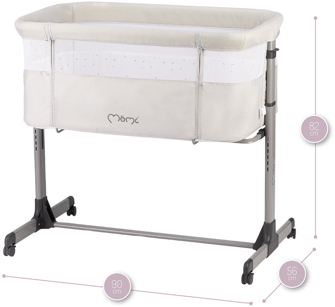 Приставная Кроватка MoMi Revo Light grey (LOZE00022) – фото, отзывы ...