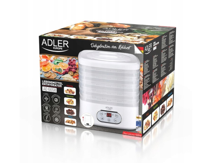 Сушилка пищевая для фруктов овощей грибов Adler AD 6658 550 Вт 5 уровней Белая - изображение 14