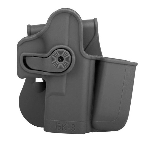 Жесткая полимерная поясная поворотная кобура IMI Defense Roto Paddle с подсумком для магазина Glock 17/19/22/23/31/32/36 под правую руку. - изображение 1