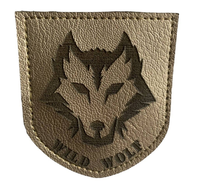 Шевроны Щиток "WILD WOLF Face сірий металлік" с вышивкой кожаный - изображение 1