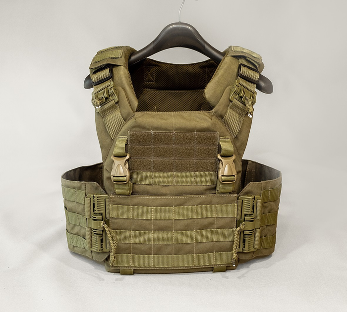 Плитоноска/Plate Carrier Eva Military колір хакі (без плит, без балістичних пакетів), з модулем MOLLE для кріплення підсумок, з системою швидкого скидання - изображение 1