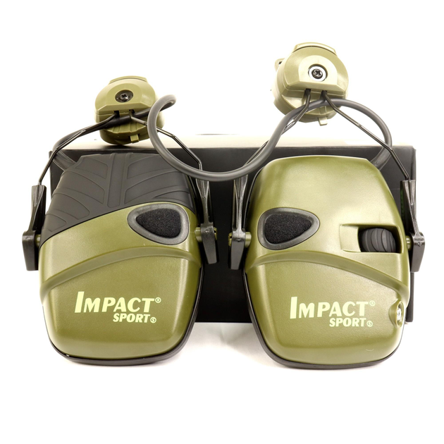 Тактические активные наушники Howard Leight Impact sport с креплением/адаптером к шлему/каске хакі - изображение 1