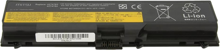 Акумулятор Mitsu для ноутбуків Lenovo E40, E50, SL410, SL510 10.8-11.1 V 4400 mAh (BC/LE-SL410) - зображення 4
