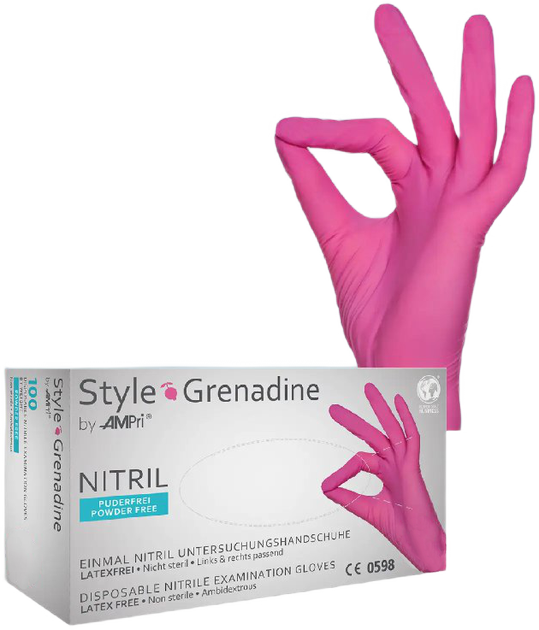 Рукавички нітрилові Ampri Style Grenadine неопудрені Размер M 100 шт Пурпурні (4044941012476) - зображення 1
