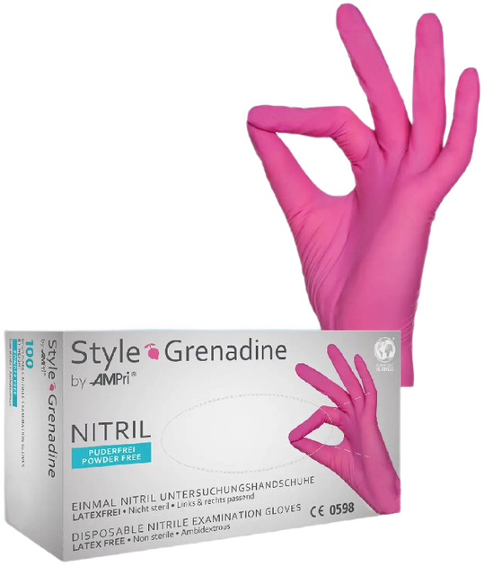Перчатки нитриловые Ampri Style Grenadine неопудренные Размер M 100 шт Пурпурные (404494941012476) - изображение 1