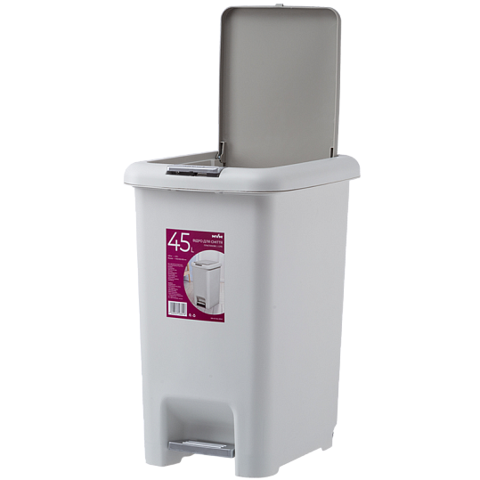 Ведро для мусора MVM с крышкой и педалью BIN-01 45л Серое (BIN-01 45L GRAY) - изображение 2