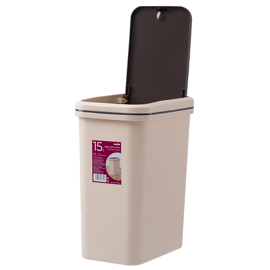 Відро для сміття MVM з кришкою BIN-04 15 л Бежеве (BIN-04 15L BEIGE) - зображення 2