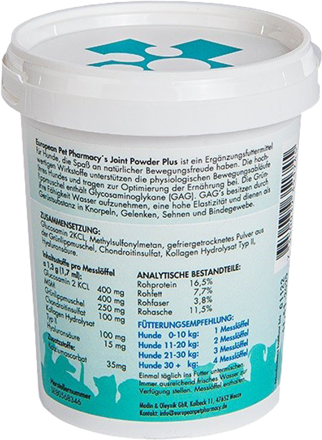 Suplement diety z kolagenem na stawy dla psów EUROPEAN PET PHARMACY Joint 310 g (7350039352650) - obraz 2