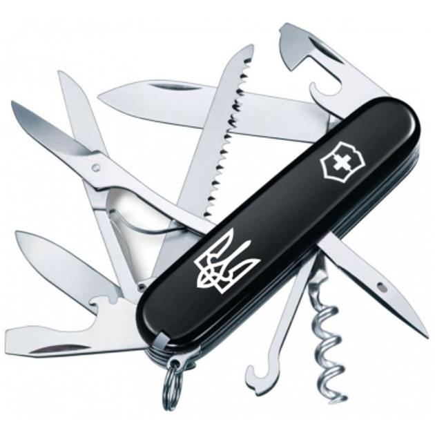 Нож Victorinox Huntsman Ukraine Black "Тризуб" (1.3713.3_T0010u) - изображение 1