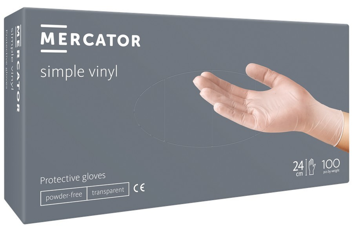 Рукавички вінілові Mercator Simple Vinyl нестерильні неприпудрені прозорі S 100 шт - зображення 1