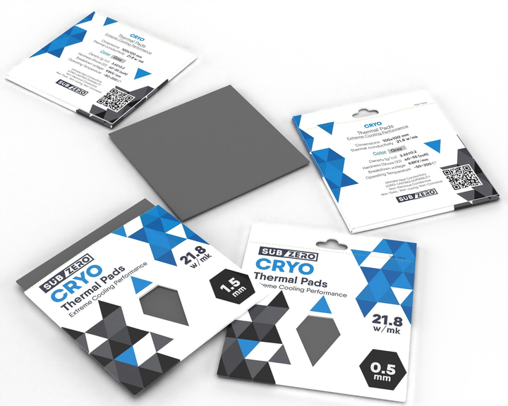 Термопрокладка SubZero CRYO 100x100x1.75 мм SubZero Thermal Pad 21.8 W/mK сіра - изображение 5